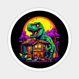 Trippy Night of the T-Rex Dinosaur Attack Magnet